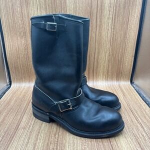 Carolina Engineer Boots Red Bird Mens 9.5 Black Leather USA Steel Toe Work 407W